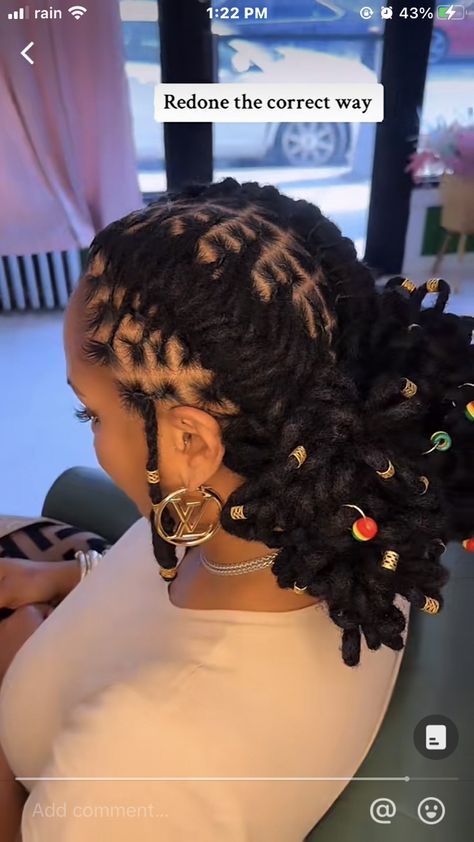 Women’s Dread Hairstyles, Loc Styles Homecoming, Colored Loc Tips Black Women, Half Up Half Down Hairstyles Locs, Cute Hairstyles For Dreadlocks, Loc Bob Styles For Women, Med Length Loc Styles, Loc Styles No Retwist For Women, Hair Styles For Locs Long