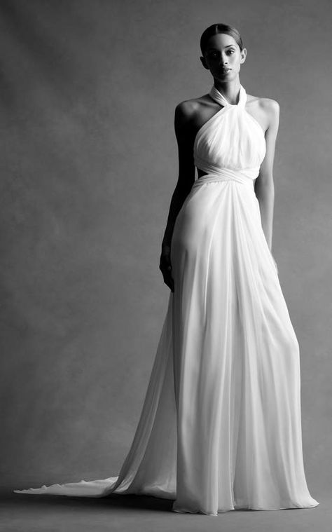 Brandon Maxwell Bridal M'O Exclusive: Chiffon Cross Back Gown Goddess wedding dress! #affiliate High Neck Halter Wedding Dress, High Neck Wedding Dresses, Halter Neck Wedding Dress, How To Dress For A Wedding, Halter Wedding Dress, High Neck Wedding Dress, Neck Wedding Dress, Luxury Look, Classy Wedding Dress