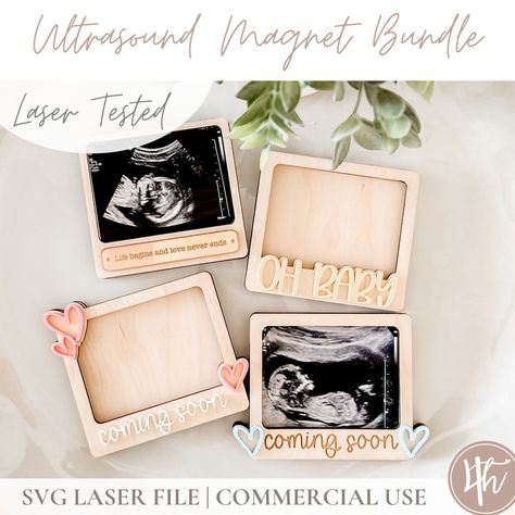 Ultrasound Fridge Magnet Bundle SVG | Coming Soon | Oh Baby | Baby Announcement | Glowforge svg | Laser Files | Pregnancy Announcement SVG Laser Svg Files, Laser Engraving Ideas Gifts, Laser Projects Ideas, Glowforge Projects To Sell, Laser Cut Projects Ideas, Ultrasound Keepsake, Wood Laser Cut Ideas, Laser Crafts, Glowforge Projects