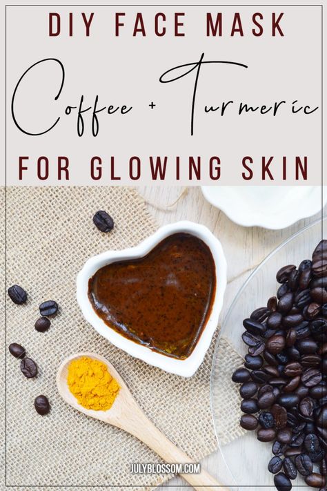 3 DIY Coffee Face Masks for Beautiful Skin - ♡ July Blossom ♡ Diy Face Mask Coffee, Turmeric And Coffee Face Mask, Coffee Face Mask For Glowing Skin, Coffee Mask For Face, Diy Coffee Face Mask, Turmeric Coffee, Diy Homeschool, Face Mask For Glowing Skin, Homemade Coffee Scrub