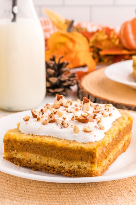 Pumpkin Pie Cake - My Incredible Recipes Pumkin Pie Cake, Pumpkin Spice Dessert Recipes, Pumpkin Spice Desserts, Pumpkin Pie Cake, Pumpkin Delight, Fudge Pie, Dump Cake Pumpkin, Potluck Desserts, Pumpkin Cake Recipes