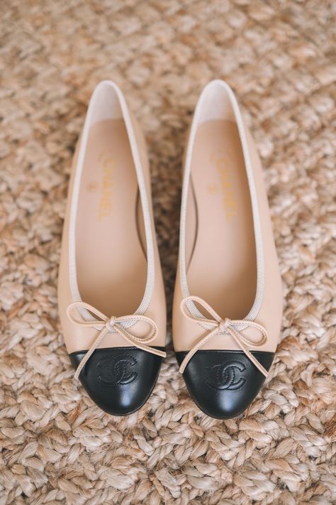 I've personally always been curious about the iconic ballerina flats, so today, I thought I'd review these Chanel Cap Toe Ballerina Flats! Channel Shoes Flats, Designer Flats Shoes, Channel Ballet Flats, Ballet Flats 2022, Chanel Flats Ballet, Channel Flats, Chanel Flats Outfit, Channel Sandals, Chanel Cap