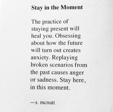 Chopra Center on Instagram: “We find our center in the present moment. 🙏⁠ ⁠ In the present, we’re free – unburdened by the past and untroubled by the future. So much of…” #recovery #healing #inspirationalquotes #spiritualtransitions Present Quotes, Stay In The Moment, Be Present Quotes, Worry Quotes, Past Quotes, Future Quotes, Moments Quotes, Old Souls, Be Here Now