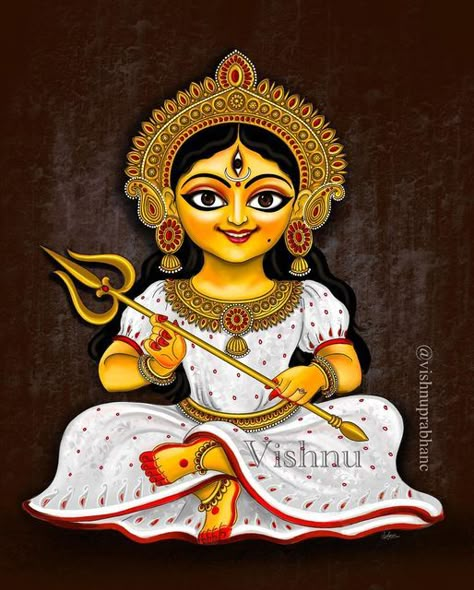 Little Durga Maa, Sankranthi Rangoli, Durga Maa Paintings, Happy Durga Puja, Durga Ma, Buddhist Art Drawing, Bengali Art, Dancing Drawings, Durga Painting