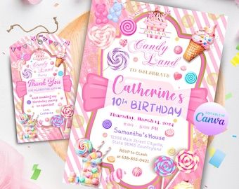 Candy Land Sweet Birthday Invitation Candies Theme Party Invite Editable Template Instant Download Sweet Celebration Printable Invitation - Etsy Canada