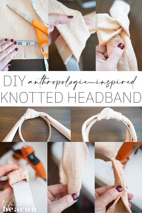 Diy Knotted Headband, Beginner Macrame Projects, Fabric Headbands Diy, Knotted Headband Tutorial, Knotted Headband Diy, Beginner Macrame, Sewing Headbands, Diy Tricot, Anthropologie Inspired