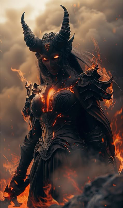 Evil Female Character Design, Egyptian Demon, Cambion Art, Fantasy Villain, Female Angels, Witch King Of Angmar, Female Demons, Bloodborne Art, Evil Demons