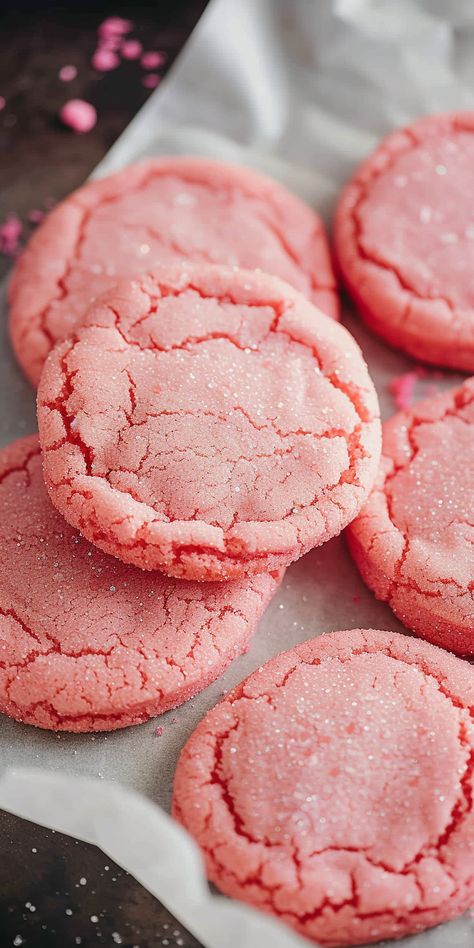 Pink Sugar Cookies [25 Minutes] - Chasety Pink Iced Cookies, Pink Champagne Cookies, Pink Christmas Sugar Cookies, Pink Baked Goods, Pink Cookies Recipe, Pink Themed Food, Pink Dessert Ideas, Aesthetic Pink Party, Pink Brownies