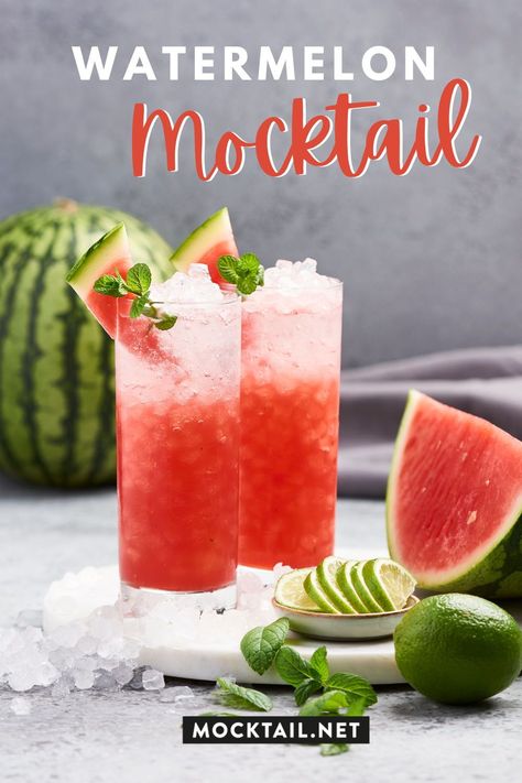 Summer would not be the same without watermelon mocktails. Our watermelon mocktail recipe is definitely a drink you will crave all summer long. Making a watermelon mocktail is pretty easy. It is great in the morning, perfect in the afternoon and a wonderful drink to end your day. Watermelon Mocktails, Watermelon Mocktail Recipe, Watermelon Mocktail, Mint Mocktail, Summer Drink Recipe, Easy Mocktails, Mocktail Drinks, Watermelon Drink, Perfect Summer Drink