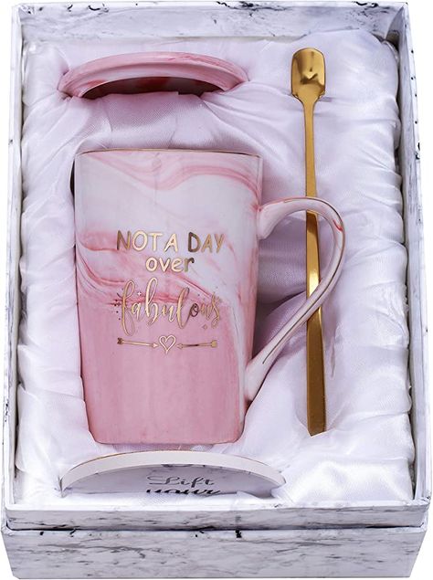 Jumway Not A Day Over Fabulous Mug - Birthday Gifts for Women - Funny Birthday Gift Ideas for Her,Friends, Coworkers, Her, Wife, Mom, Daughter, Sister, Aunt Ceramic Marble Mug 14 Oz Pink Funny Birthday Gift Ideas, Not A Day Over Fabulous, Birthday Gift Ideas For Her, Best Amazon Gifts, Marble Mugs, Funny Birthday Gifts, Best Gifts For Her, Birthday Mug, 50th Birthday Gifts