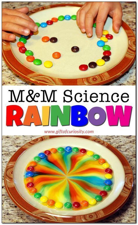 M&M science rainbow Preschool Rainbow, Vetenskapliga Experiment, Rainbow Toys, Candy Science, Science Experience, Rainbow Project, Rainbow Board, Kid Science, Preschool Science Activities