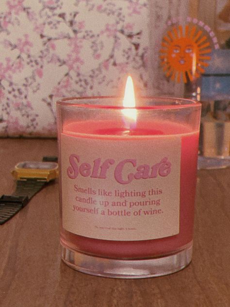 Self care candle from typo Candle Self Care, Valentine's Day Aesthetic, Candle Designs, Energy Candles, Candle Quotes, Day Aesthetic, Aesthetic Candles, Bday Gift, Day In My Life