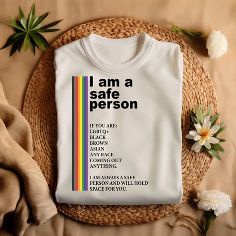 Ally Shirt, Safe Person Shirt, LGBTQ Ally T Shirt, LGBT T Shirt For Ally, Safe Space Pride Shirt, Ally Gift, Rainbow Tshirt, Equality,88 by TalyaTee on Etsy Ally Shirt, Rainbow Tshirt, Safe Person, Lgbtq Ally, Lgbt T Shirts, Tee Designs, Pride Shirts, Safe Space, Tee Design