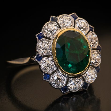 Antique Emerald Ring, Diamond Sapphire Ring, Art Deco Sapphire Ring, Art Deco Emerald Ring, Art Deco Emerald, Emerald Ring Vintage, Alpine Green, Stainless Steel Wedding Ring, Vintage Art Deco Rings