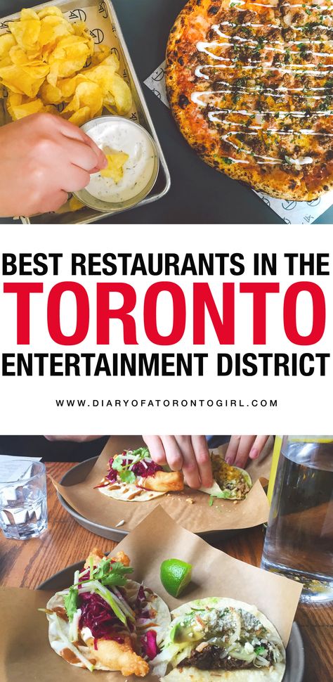 Planning a visit to Toronto, Ontario? Here are 10 of the best restaurants to eat at in Toronto's Entertainment District in the heart of downtown! Toronto Canada Restaurants, Toronto Restaurants Downtown, Canada For Kids, Niagara Falls Vacation, Toronto Vacation, Toronto Aesthetic, Canada Restaurants, Best Restaurants In Toronto, 40th Birthday Trip