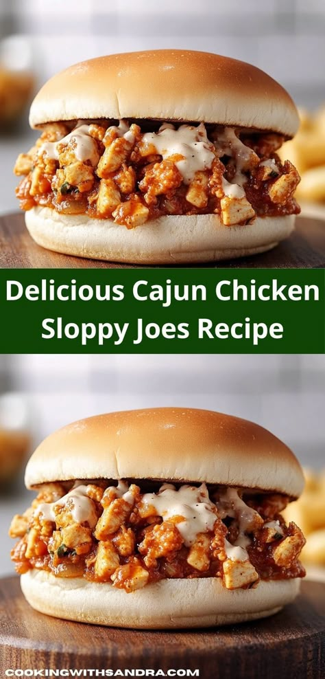 Chicken Sloppy Joe Recipe, Sloppy Joe Recipes, Chicken Sloppy Joes, Sloppy Joes Easy, Sloppy Joe Casserole, Cajun Chicken Recipes, Chicken Peppers, Easy Cajun, Sandwhich Recipes