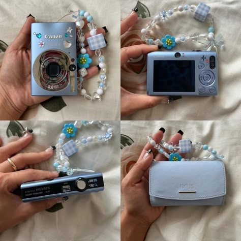 RARE PALE BLUE DIGITAL CAMERA CANON IXUS 82 IS... - Depop Blue Digital Camera, Decorate Digital Camera, Canon Digital Camera Aesthetic, Decorating Digital Camera, Digital Camera Stickers, Blue Camera Aesthetic, Digital Camera Decorated, Decorated Camera, Movie Poster Aesthetic