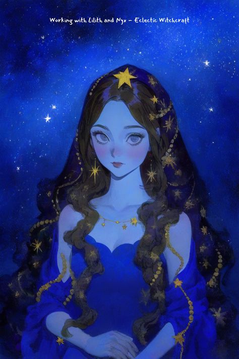 Celestial Princess Aesthetic, Time Goddess Character Design, Goddess Of Life Art, Nyx Goddess Outfit, Star Magic Aesthetic, Celestial Art Goddesses, Star Goddess Art, New Year Illustration Art, Woman Awakening