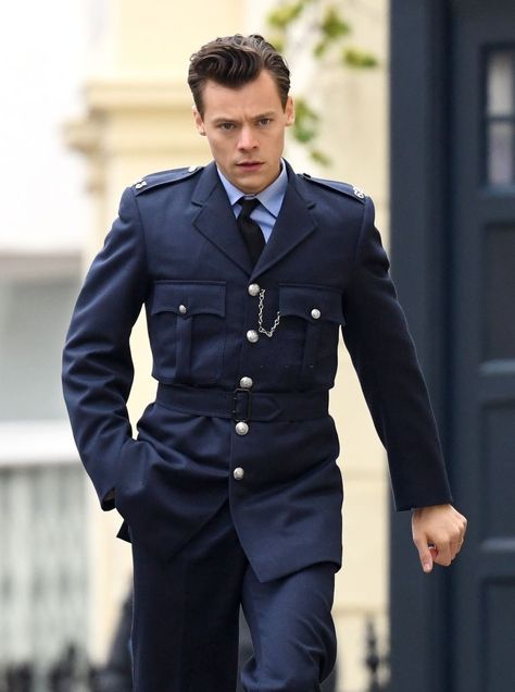 Policeman Outfit, My Policeman Aesthetic, Policeman Aesthetic, Harry Styles My Policeman, Harry Eras, Harry Styles Hair, David Dawson, Police Man, My Policeman