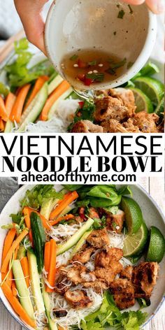 Vietnamese Noodle Bowl, Salad Bowl Recipes, Noodle Bowls Recipes, Vermicelli Recipes, Healthy Bowls Recipes, Healthy Bowls, Noodle Bowl, Think Food, Vietnamese Food