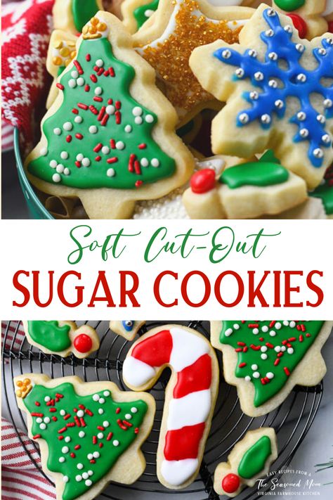 Best Homemade Sugar Cookies, Soft Cutout Sugar Cookie Recipe, Soft Cut Out Sugar Cookies, Easy Sugar Cookie Recipe, Afi Band, The Best Sugar Cookie Recipe, Christmas Cookie Tray, Homemade Icing, Cut Out Sugar Cookies