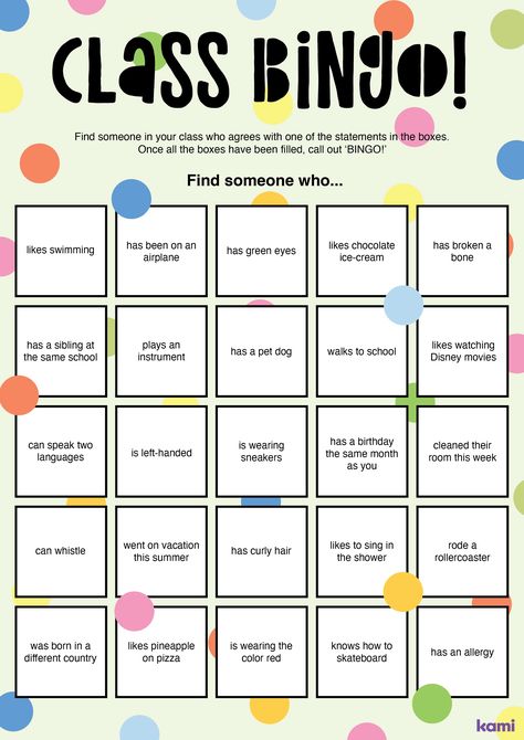 Friend Bingo Template, Get To Know You For Students, Bingo Get To Know You Game, Fun Bingo Ideas, Games For Teachers To Play, Get To Know You Bingo For Kids, Games For Students Activities, Ice Breakers For Elementary Students, Get To Know Each Other Games