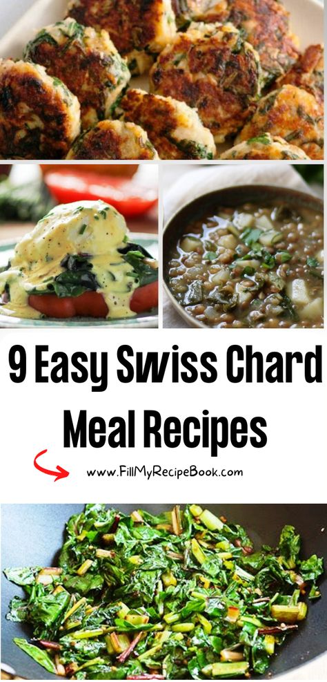 9 Easy Swiss Chard Meal Recipes - Fill My Recipe Book Swiss Chard Vegan Recipes, Swiss Chard Dinner Recipes, How To Cook Swiss Chard Recipes, Cooking With Swiss Chard, Swiss Chard And Kale Recipes, Chard Soup Recipes, Recipes Using Swiss Chard, Recipes With Chard, How To Cook Swiss Chard