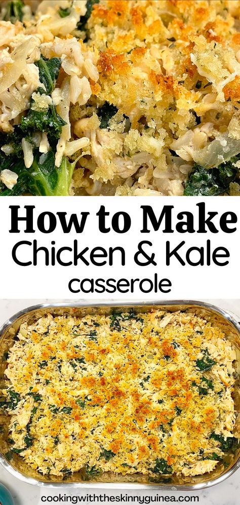 Kale Casserole Recipes, Kale Bake, Chicken And Kale Recipes, Kale Casserole, Kale Dishes, Kale Recipes Healthy, Chicken And Kale, Chicken Casserole Recipes Healthy, Baked Kale