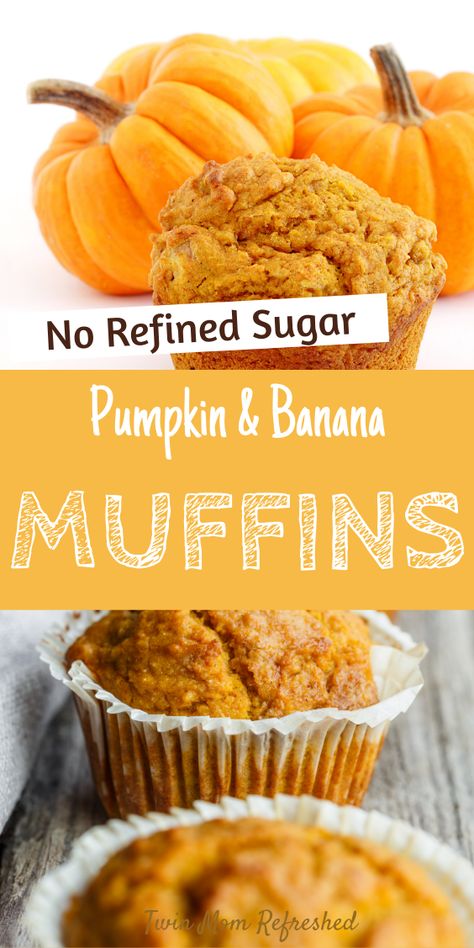 Healthy Pumpkin Muffins, Pumpkin Banana Muffins, Pumpkin Puree Recipes, Toddler Foods, Toddler Breakfast, Baby Meals, Pumpkin Banana, Weaning Recipes, Toddler Recipes