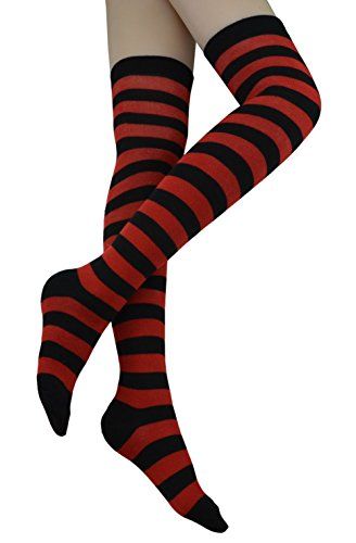 Pink Striped Thigh High Socks, Red Shorts Outfit, Red Knee High Socks, Black Knee High Socks, Striped Thigh High Socks, Striped Knee High Socks, Goth Christmas, Popular Clothing Styles, Halloween Shoes