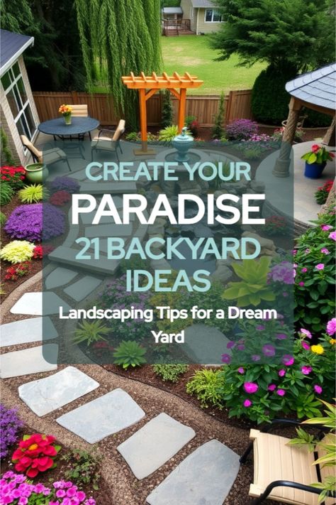 backyard landscaping ideas Landscape Backyard Ideas, Easy Outdoor Projects, Treehouse Cabins, Amazing Backyard, Tropical Backyard, Beautiful Cabins, Stone Walkway, Dream Yard, Backyard Paradise