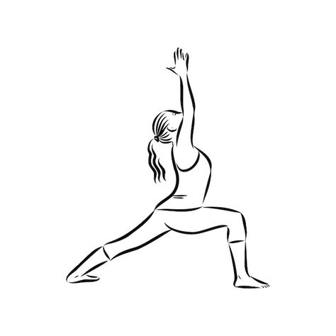 Yoga pose. line drawing. healthy life co... | Premium Vector #Freepik #vector #woman-meditating #yoga-silhouette #yoga #yoga-meditation Yoga Poses Drawing, Silhouette Yoga, Yoga Silhouette, Yoga Tree Pose, Woman Meditating, Yoga Drawing, Yoga Tree, Drawing Pencil Sketches, Challenge Instagram