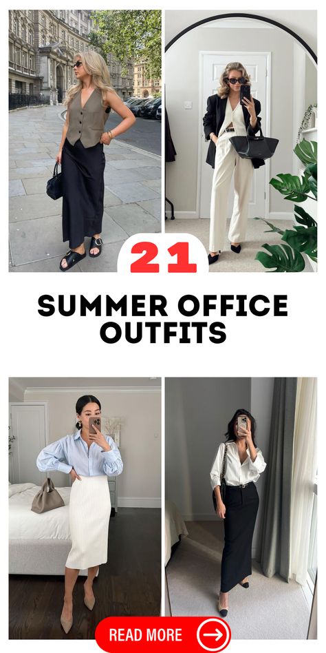 Stylishly Cool: Your Ultimate Guide to Chic Summer Office Wear Women’s Business Outfits Summer, Work Wear For Summer, 2024 Summer Office Outfits, Beach Office Outfit, Miami Work Outfit Business Casual, Spring Conference Outfit, Stylish Work Attire Summer, Summer Work Wear Women, Miami Capsule Wardrobe