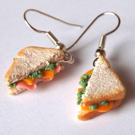 Miniature Food Earrings, Food Earrings Polymer Clay, Cute Food Earrings, Cheese Earrings, Polymer Clay Food Earrings, Miniature Earrings, Mini Food Earrings, Silly Earrings, Cercei Din Lut Polimeric