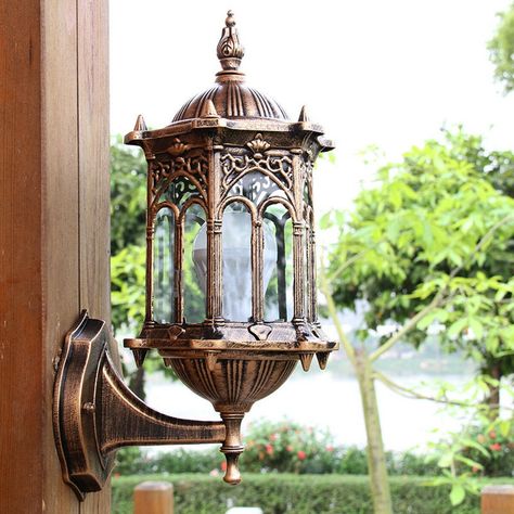 Outdoor Bronze Antique Exterior Wall Light Fixture Aluminum Glass Lantern Garden Lamp, herb gifts, diy gardening indoor, gardening deck ideas #gardeningaddict #MrGift #mintgiftskew, back to school, aesthetic wallpaper, y2k fashion Exterior Wall Light Fixtures, Pot Gantung, Porch Lamp, Doors Makeover, Exterior Wall Light, Outdoor Light Fixtures, Glass Lantern, Backyard Inspo, Outdoor Wall Lantern