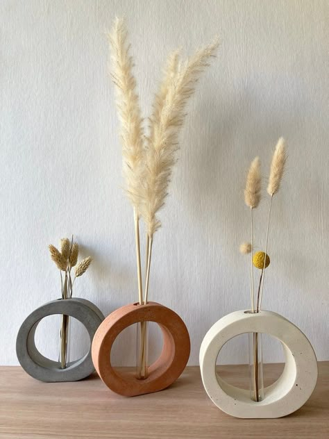 Test Tube Art, Handmade Flower Vase, Donut Vase, Concrete Vase, Minimalist Vase, Concrete Plant Pots, Decoration Beton, Test Tube Vase, Terracotta Vase