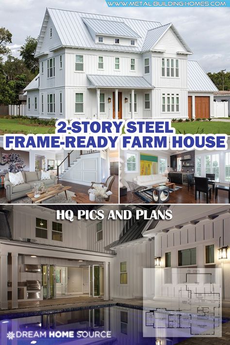 Metal Framed Houses, Metal Frame House Plans, Barndominium Ideas 2 Story, Steel Frame House Plans, Barndominium Floor Plans 2 Story, 2 Story Barndominium Floor Plans, Steel Houses, 2 Story Barndominium Ideas, 2 Story Barndominium