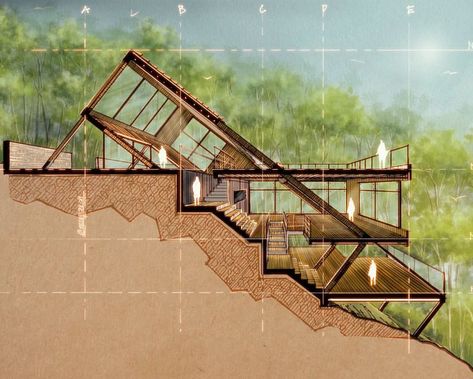 Architecture Drawing Plan, Seni Dan Kraf, Architecture Design Sketch, Architecture Design Drawing, Architecture Model House, Architecture Concept Drawings, Architecture Drawing Art, Architecture Design Concept, Architectural Drawing