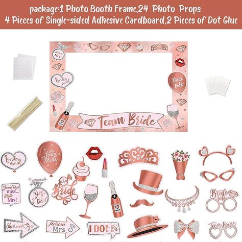 Hen Party Decoration-25Pcs Photo Booth Props,Rose Gold Team Bride and Groom Selfie Props Paper Photo Frame Hen Party Accessories for Wedding Engagement Bridal Shower Bachelorette Hen Do Party Games : Amazon.co.uk: Home & Kitchen Bridal Shower Photo Booth Props, Bridal Shower Photo Booth, Bridal Party Getting Ready, Party Frame, Wedding Photo Booth Props, Hen Party Accessories, Party Fotos, Photo Booth Prop, Bridal Shower Photos