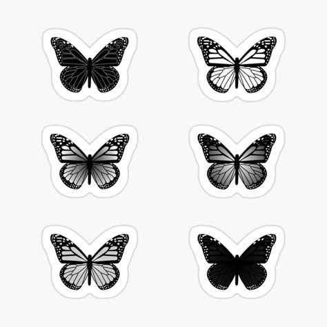 Black Design For Scrapbook, Cool Stickers Black And White, Stickers Printable Black And White, Aesthetics Butterfly, Butterflies Stickers, Stickers Butterfly, Butterfly Black And White, Butterfly Stickers, Black And White Stickers