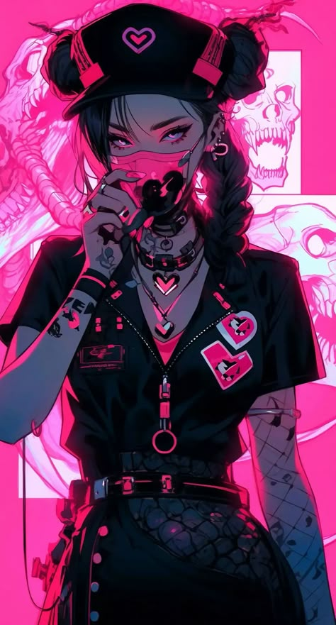 Pastel Aesthetic Outfit, Police Art, Neon Girl, Samurai Anime, Psy Art, Cyberpunk Girl, Emo Wallpaper, Anime Maid, Animation Artwork