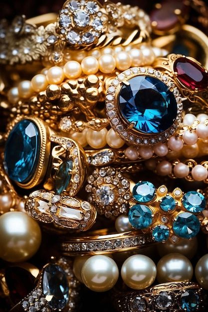 Pile of all kinds of jewelry | Premium Photo #Freepik #photo #expensive #luxury #gold #stylish Jewel Aesthetic, Diamonds Aesthetic, Boss Chic, Life Drawing Reference, Creative Jewelry Photography, Red Haired Beauty, My Live, My Fashion, Money And Happiness