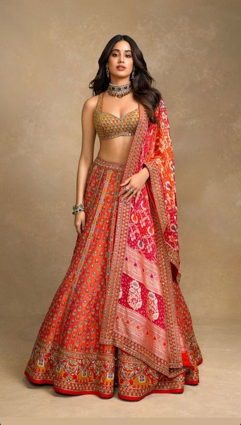 Designer Lehanga, Sangeet Outfit, Traditional Aesthetic, Latest Bridal Lehenga, Indian Outfits Lehenga, Lehenga Designs Simple, Janhvi Kapoor, Traditional Indian Outfits, Indian Dresses Traditional