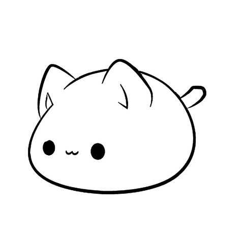 Cute Cat Drawing Easy, Cute Fat Cats, Simple Cat Drawing, Cat Outline, Chat Kawaii, Cute Cat Drawing, Cat Doodle, Cat Sketch, Cat Coloring Page