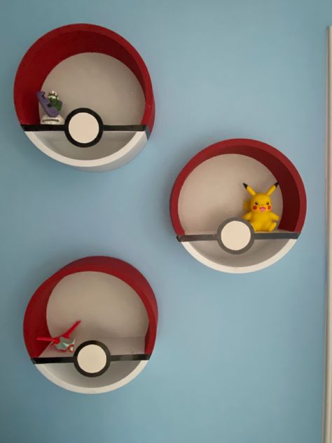 Excited to share this item from my #etsy shop: Pokemon Pokeball Wall Shelf (12”) https://etsy.me/3rSU0Ks Pokemon Wallpaper Bedroom, Nursery Ideas Pokemon, Pokemon Room Design, Pikachu Room Ideas, Pokemon Bed Room, Pokemon Wall Art Diy, Pokémon Dresser, Pikachu Bedroom Ideas, Pokemon Bathroom Ideas