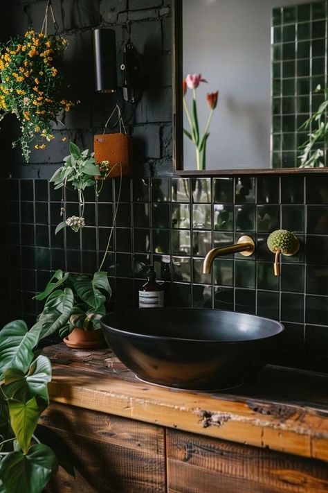 Black Tile Bathroom Ideas for Chic Home Decor Black Metro Tiles Bathroom, Black Tile Bathroom Wall, Black Tile Bathroom Ideas, Bathroom Black Tile, Black Tiled Bathroom, Small Black Bathroom, Black Tile Bathroom, Metro Tiles Bathroom, Tile Bathroom Ideas