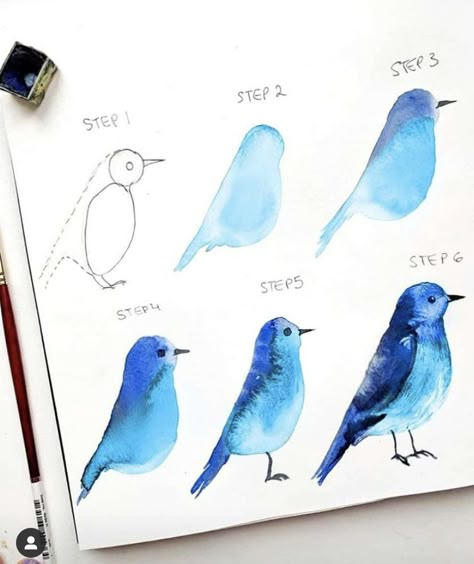 Ako Kresliť, Learn Watercolor, Watercolor Birds, Watercolor Paintings For Beginners, 강아지 그림, Diy Watercolor Painting, Watercolor Paintings Easy, Watercolor Tutorials, Watercolor Painting Techniques