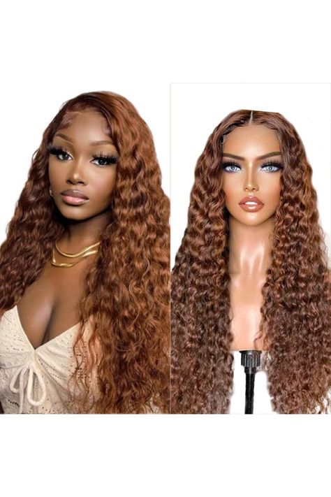 #30 Deep Wave Lace Front Wigs Human Hair Colored Light Brown 13x6 Lace Frontal Wigs Pre Plucked with Baby Hair Brazilian Virgin Hair Glueless Lace Wig for Women 16 Inch Deep Wave Brown Wig, Light Brown Deep Wave Wig, Brown Ombre Wigs For Black Women, Light Brown Water Wave Wig, Hair Light Brown, Deep Wave Lace Front Wigs, Brown Ombre Lace Front Wig, Brown Lace Front, Hair Water