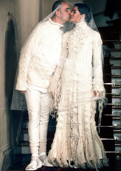 Tanel Bedrossiantz & Teresa Lourenco @ Jean Paul Gaultier Fall/Wint 1998 #jpg #jeanpaulgaultier #fw98 #bridal Galliano Wedding Dress, Wedding Core, Versace Runway, Couture Wedding Gowns, Wedding Dress Couture, Couture Week, Couture Wedding, Wedding Aesthetic, Paul Gaultier