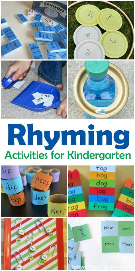 Fun Rhyming Activities for Kindergarten - Creative Family Fun Rhyming Activities Preschool, Rhyming Kindergarten, Rhyming Words Activities, Reading Kindergarten, Rhyming Games, Reading Month, Rhyming Activities, English Skills, Activities For Kindergarten